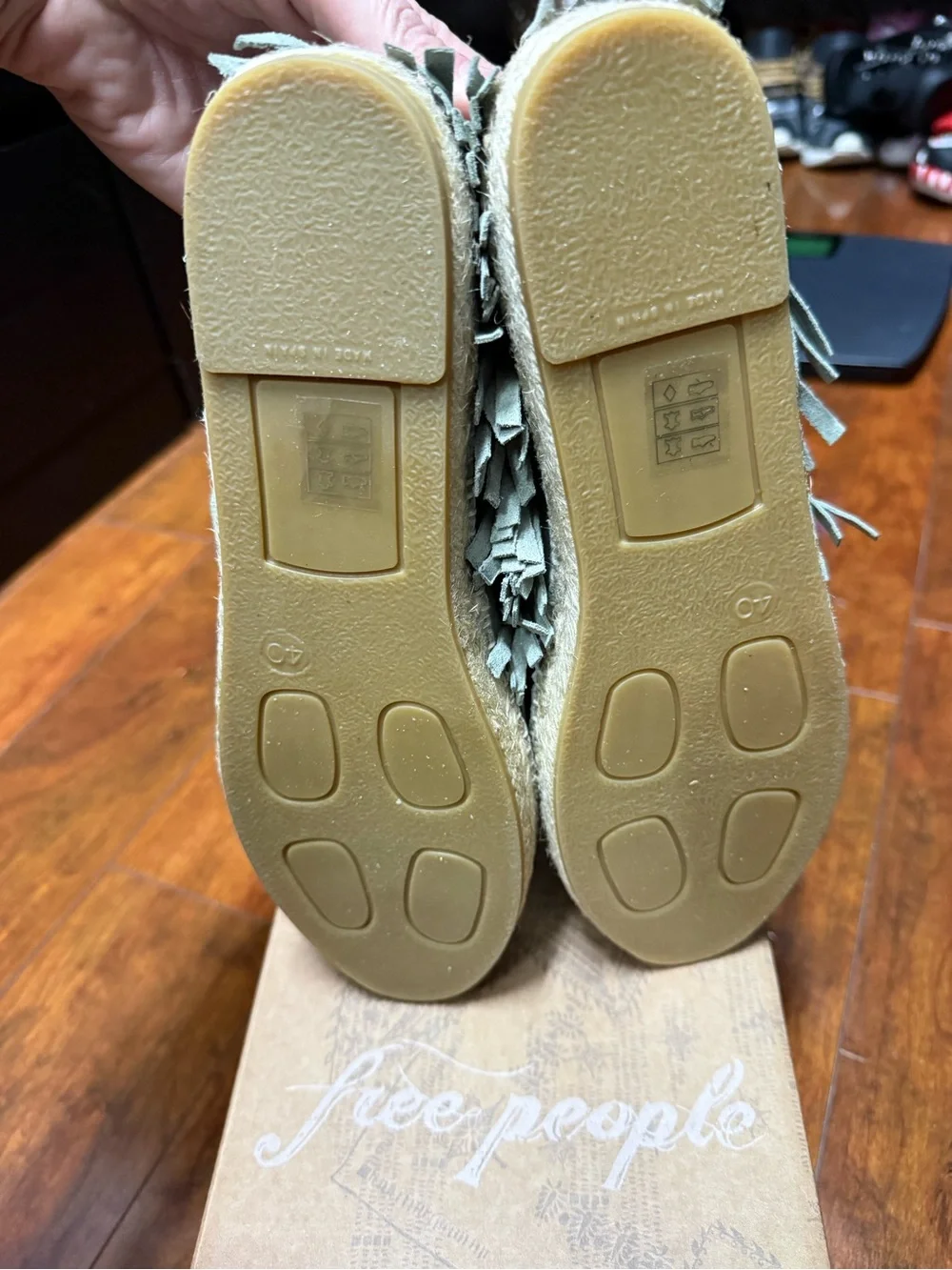 Free People Fringe Suede Moccasin Loafers - Sage Green